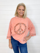 French Terry Sweatshirt with floral peace sign applique, 
 Women's spring styles, Spring wardrobe essentials, Spring outfit inspiration, New spring arrivals, Spring fashion inspiration, Women's fashion, Clothing boutique, Fashion trends, Women's clothing, Fashion inspiration